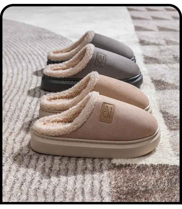 Home Cotton Slippers Indoor Warm Non-Slip Soft Sole Maternity Shoes Thick Sole Couple Style Household Plush Slippers Autumn and Winter — feature 22