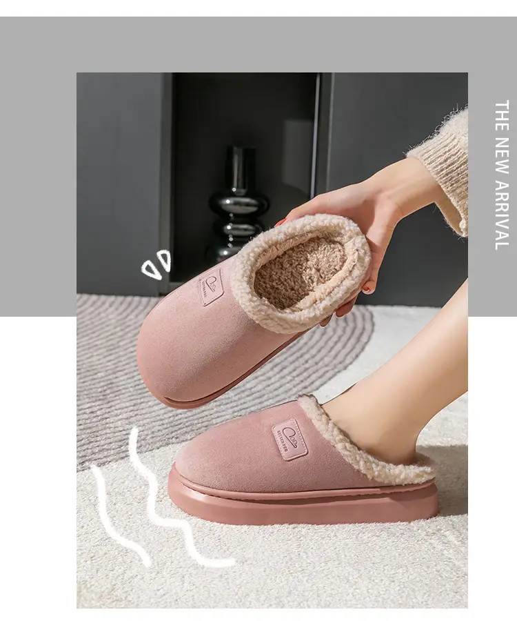 Home Cotton Slippers Indoor Warm Non-Slip Soft Sole Maternity Shoes Thick Sole Couple Style Household Plush Slippers Autumn and Winter — feature 23