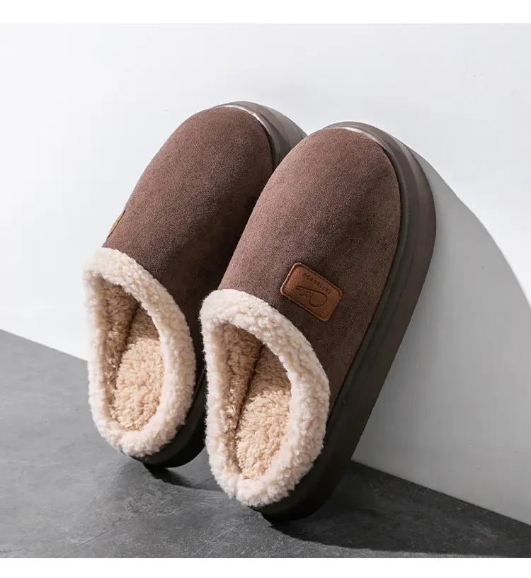 Home Cotton Slippers Indoor Warm Non-Slip Soft Sole Maternity Shoes Thick Sole Couple Style Household Plush Slippers Autumn and Winter — feature 26