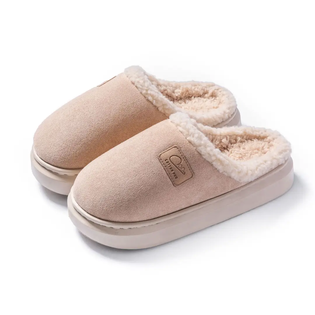 Home Cotton Slippers Indoor Warm Non-Slip Soft Sole Maternity Shoes Thick Sole Couple Style Household Plush Slippers Autumn and Winter - Image 2