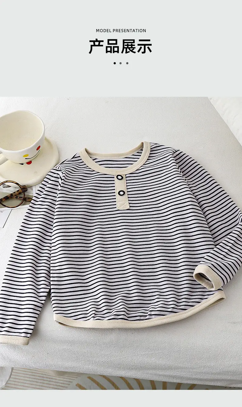 Children's Striped Long Sleeve Sweater T-Shirt — feature 7