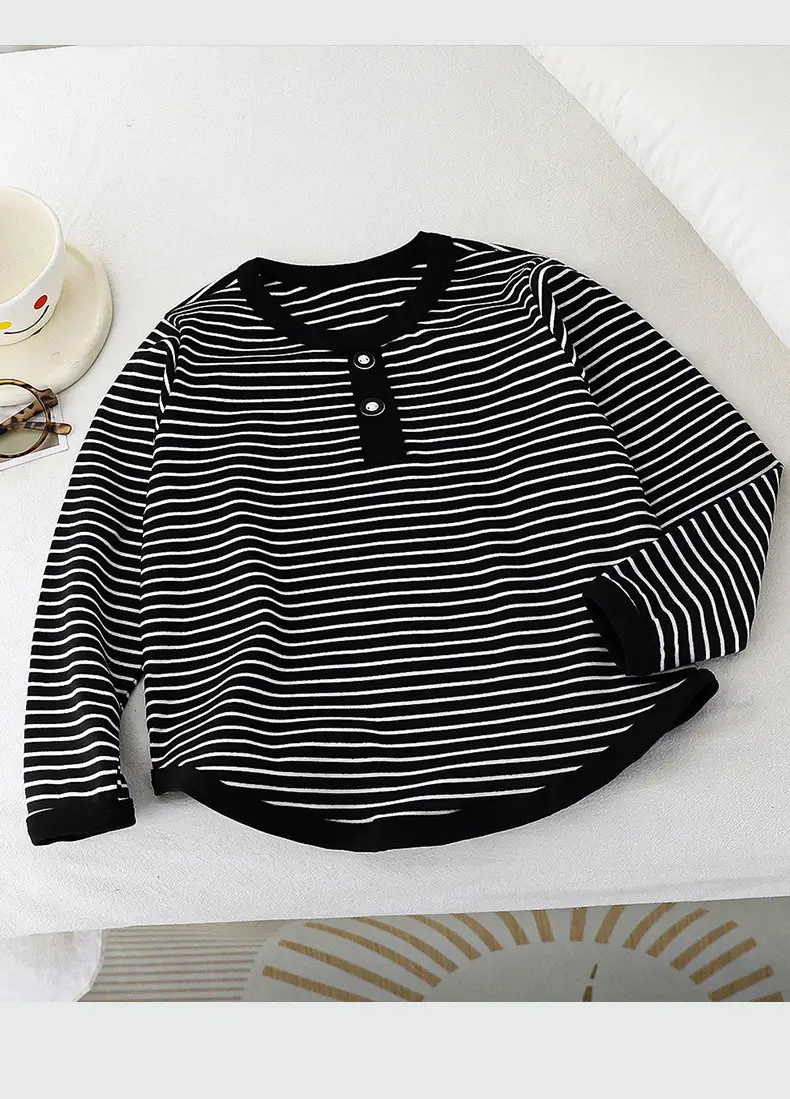 Children's Striped Long Sleeve Sweater T-Shirt — feature 9