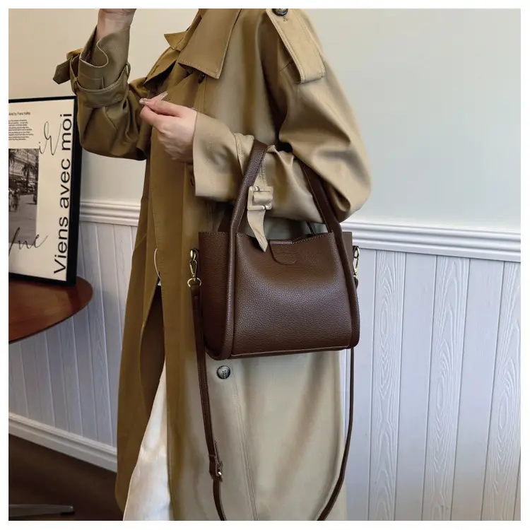 Black Leather Multi-Purpose Women's Bag Set — feature 14