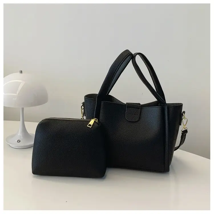 Black Leather Multi-Purpose Women's Bag Set — feature 18