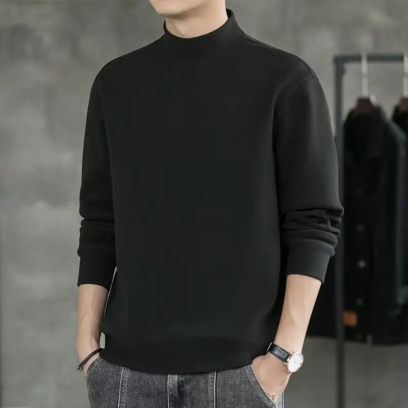 Men's Thermal Half-High Collar Sweatshirt Brown Green - Image 9