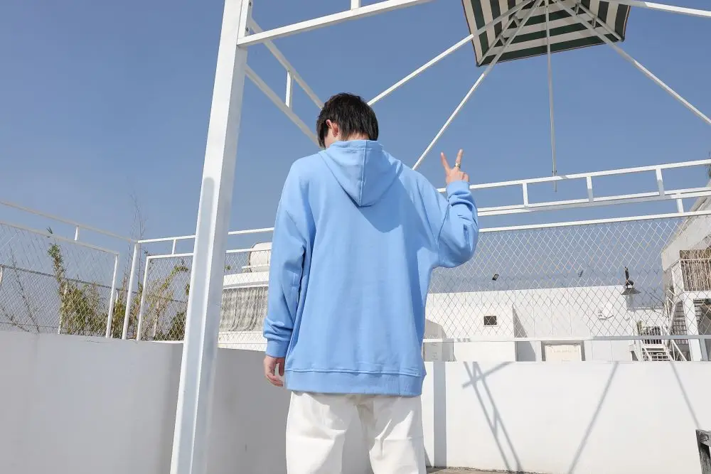 Blue Tide Hoodie 300g Cotton Terry Loose Shoulder — feature 11