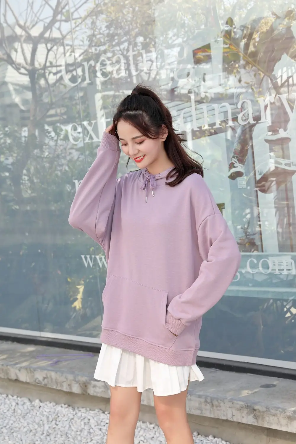 Blue Tide Hoodie 300g Cotton Terry Loose Shoulder — feature 19