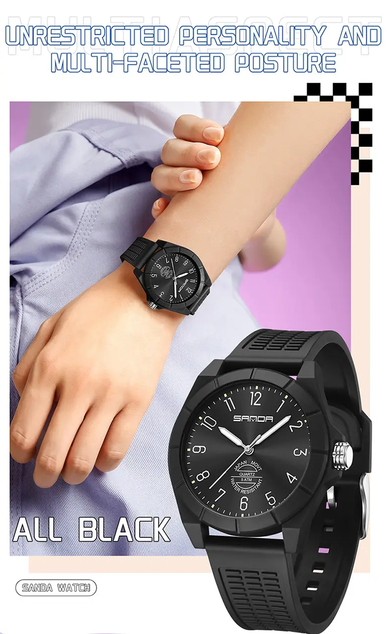 Sanda Red Luminous Waterproof Exam Watch for Men — feature 27