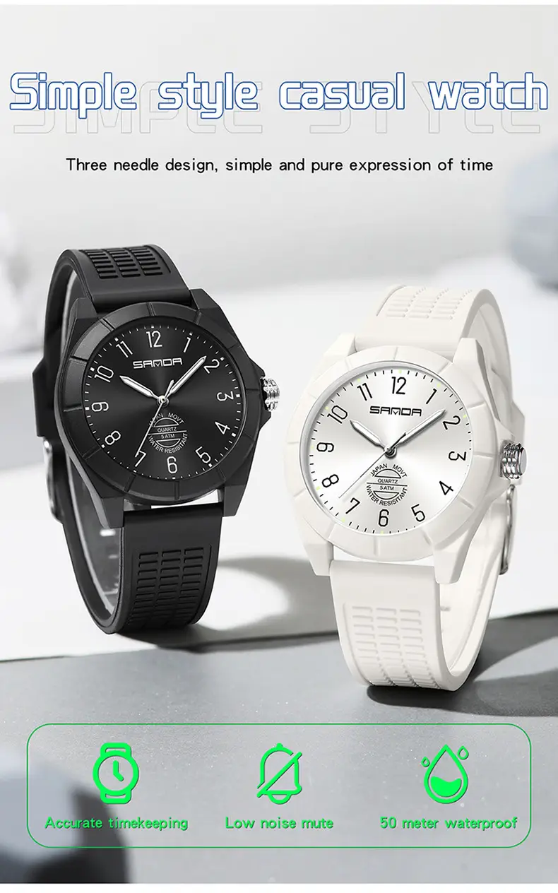 Sanda Red Luminous Waterproof Exam Watch for Men — feature 36