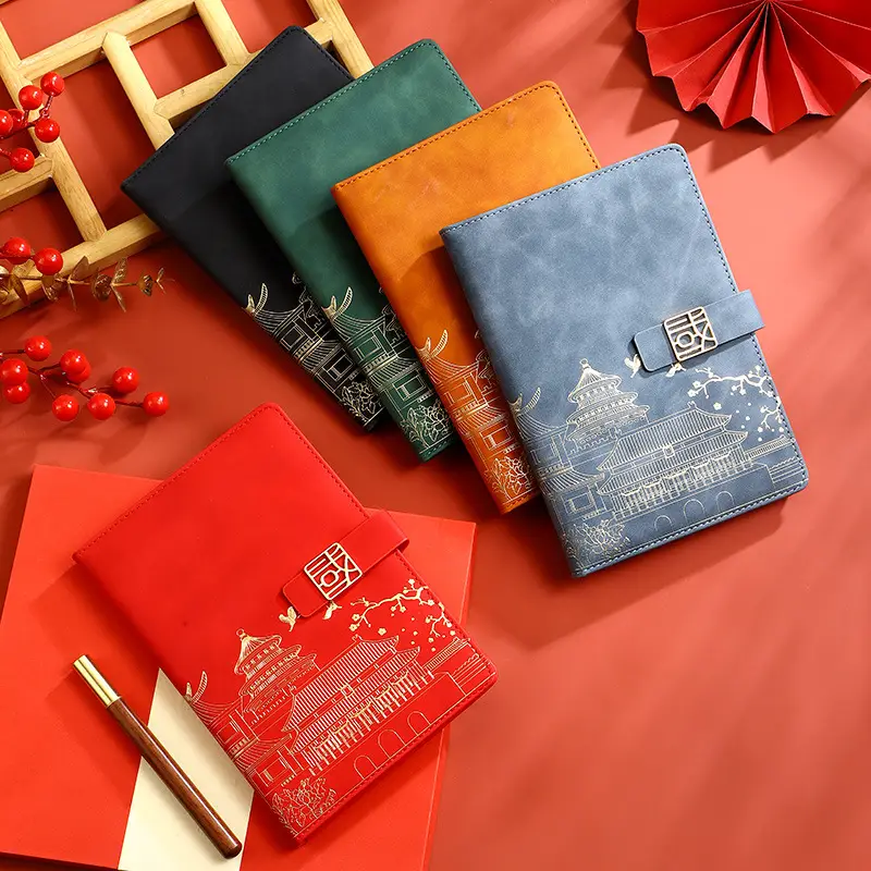 Red National Trend A5 Notebook with Thermos Cup Gift Box Set