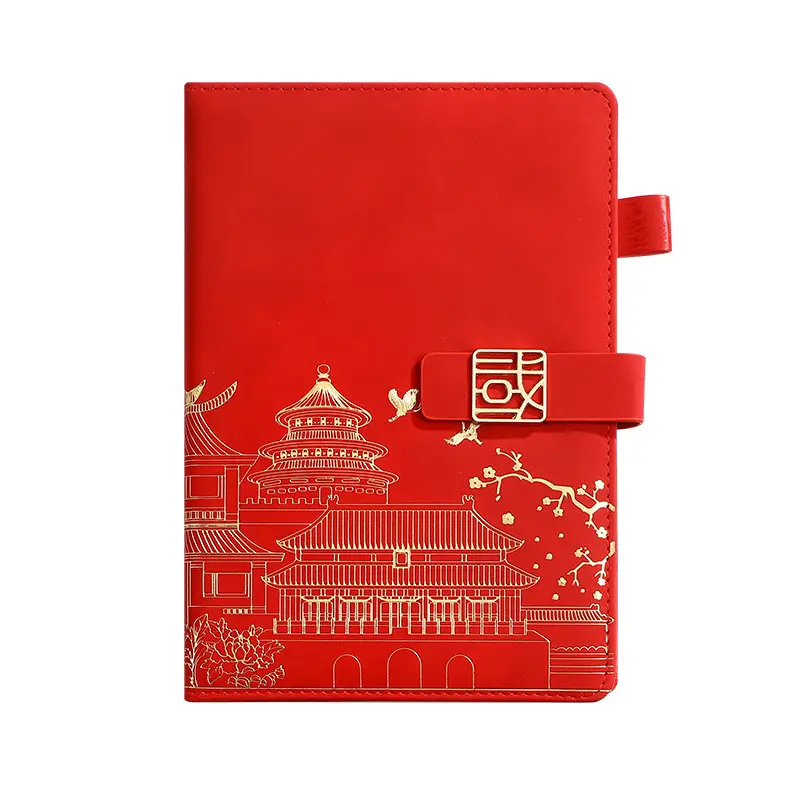 Red National Trend A5 Notebook with Thermos Cup Gift Box Set
