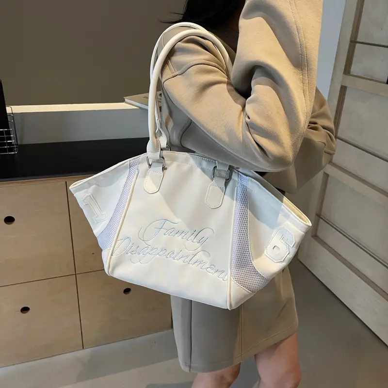 Black Letter Embroidered Women's Shoulder Bag - Image 5