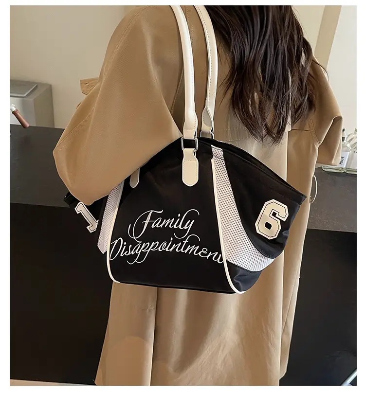 Black Letter Embroidered Women's Shoulder Bag — feature 2