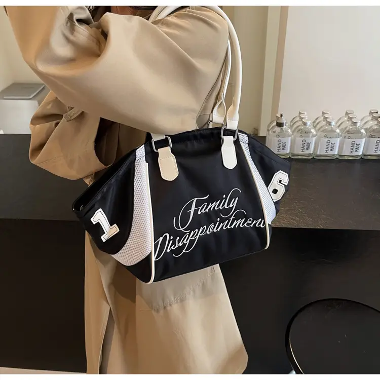 Black Letter Embroidered Women's Shoulder Bag — feature 26