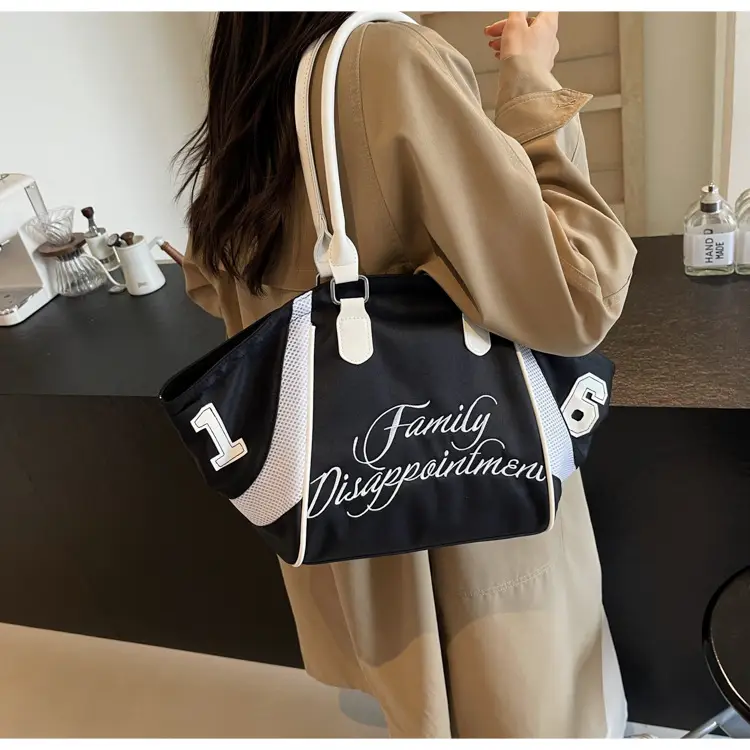 Black Letter Embroidered Women's Shoulder Bag — feature 27