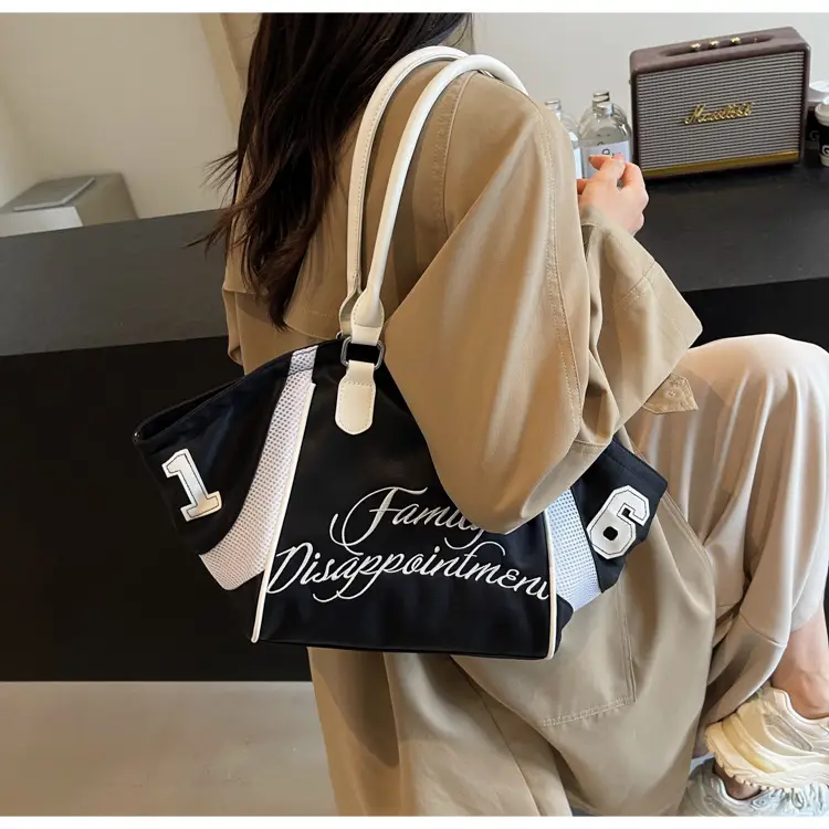 Black Letter Embroidered Women's Shoulder Bag — feature 29