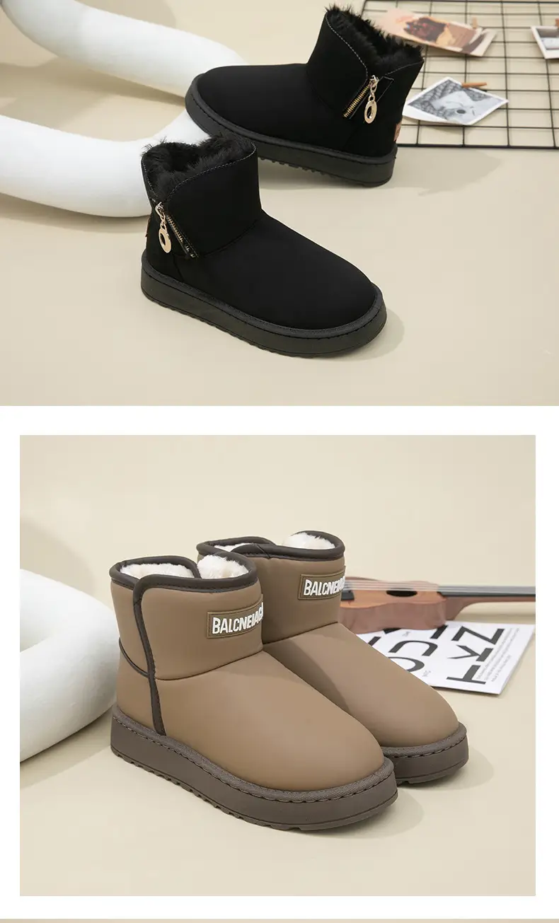 Men's Snow Boots Winter fleece-lined Cold-proof Warm High-top Cotton Shoes Indoor and Outdoor Wear Non-slip Waterproof Foot-warming Cotton Boots for Women — feature 53