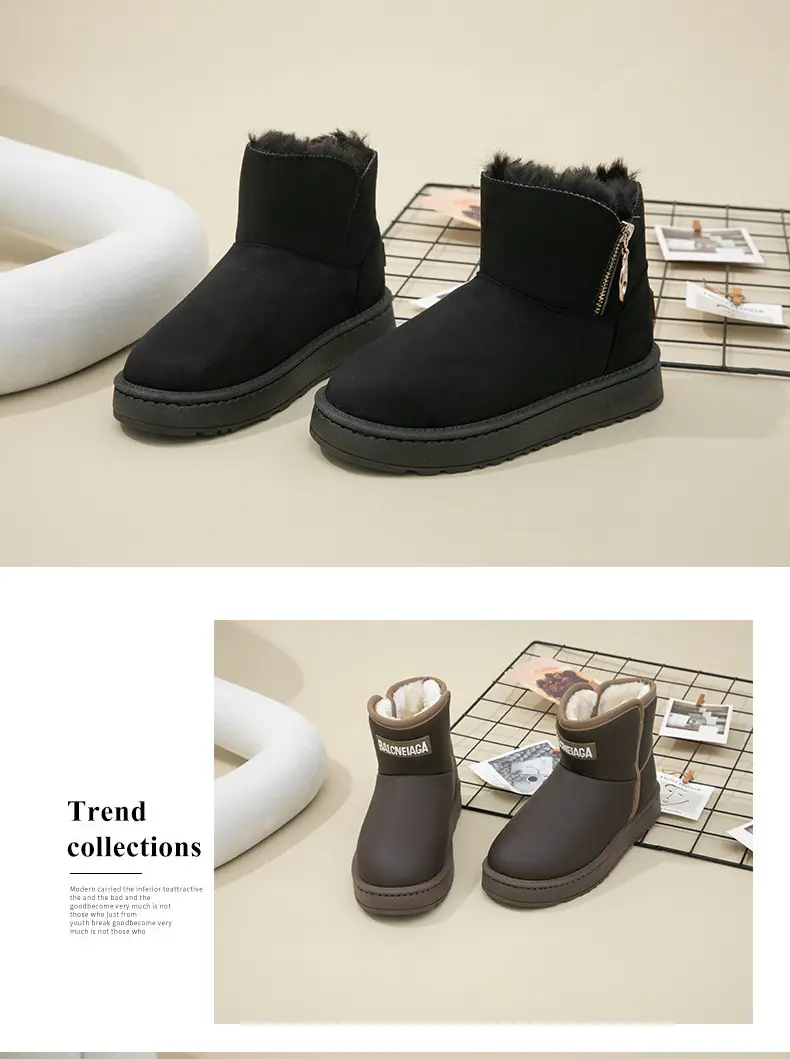 Men's Snow Boots Winter fleece-lined Cold-proof Warm High-top Cotton Shoes Indoor and Outdoor Wear Non-slip Waterproof Foot-warming Cotton Boots for Women — feature 54