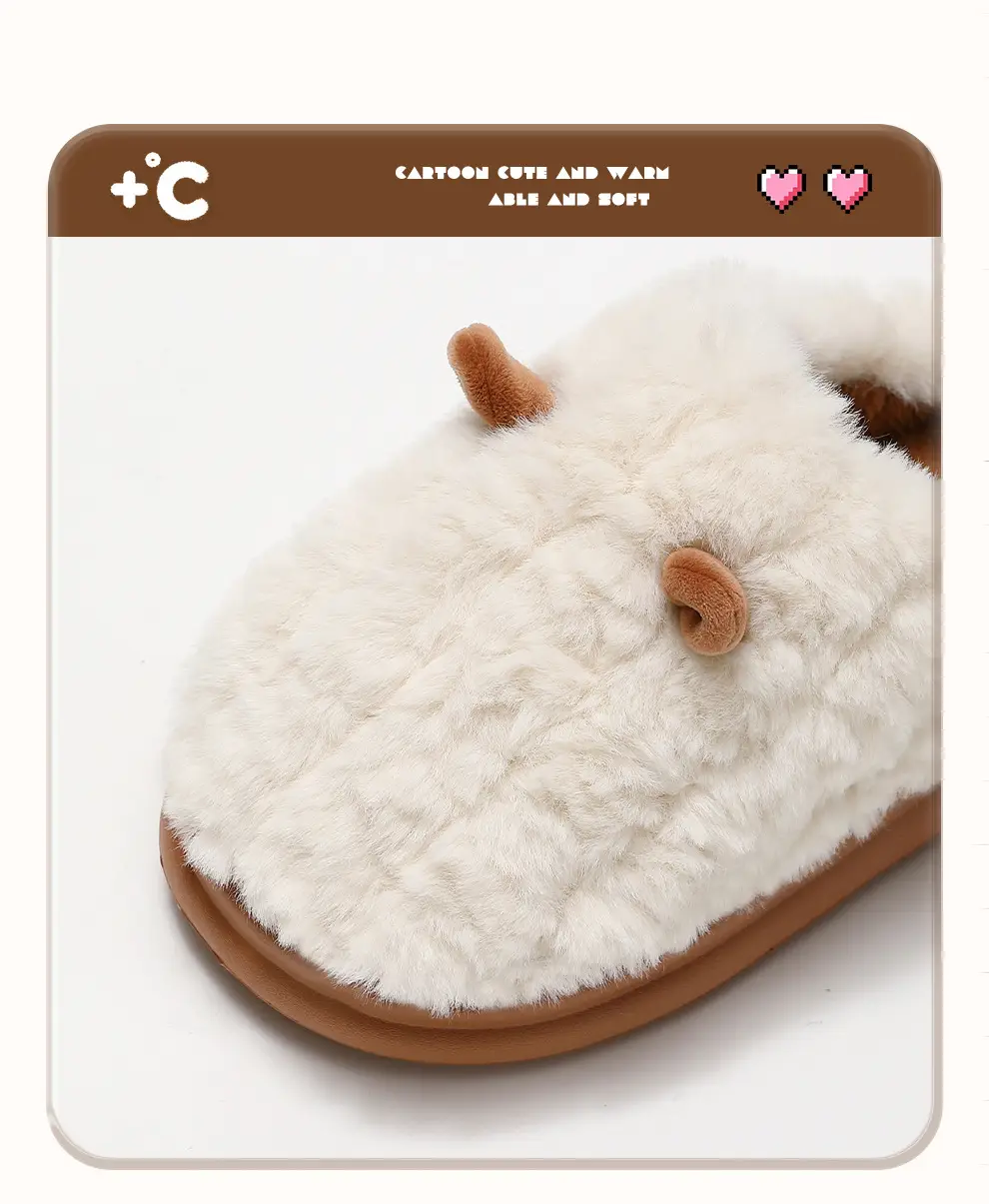 Home Cotton Slippers for Women Winter Couple Home Cartoon Cute Ears Plush Warm Furry Slippers for Men Winter Wholesale — feature 15