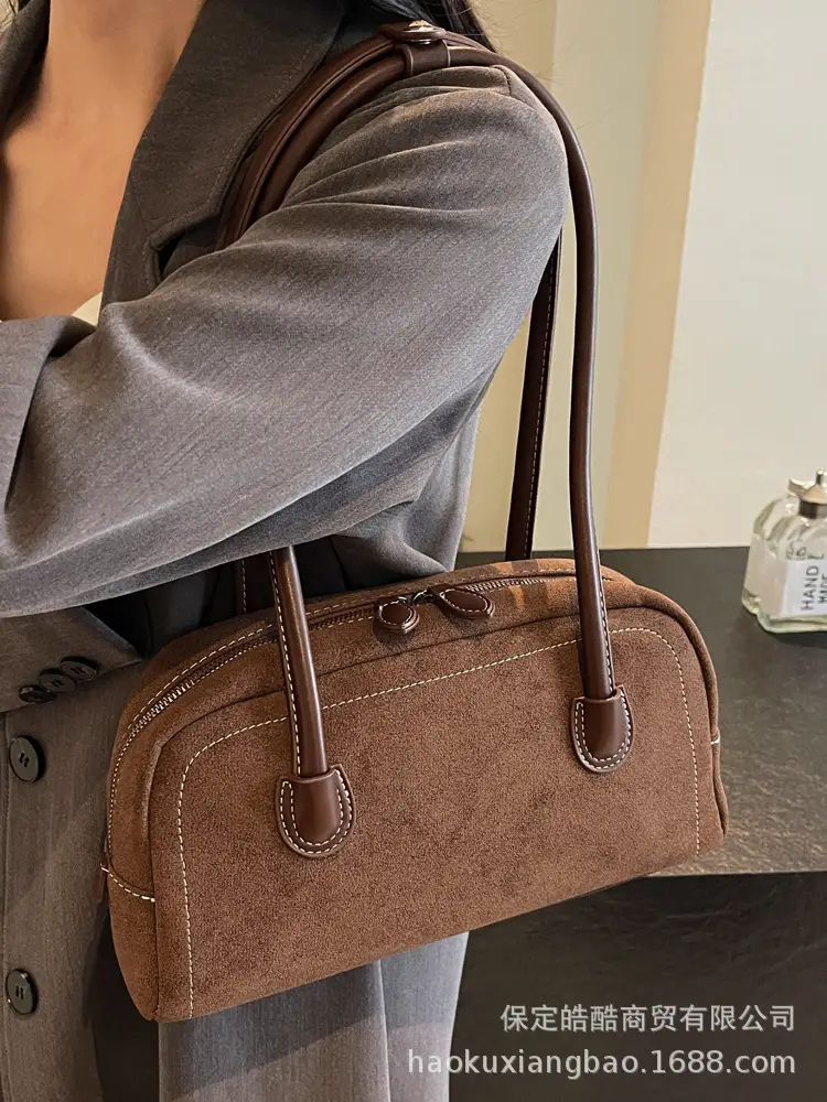 Women's Brown Suede Shoulder Bag Large Capacity 2024 - Image 7