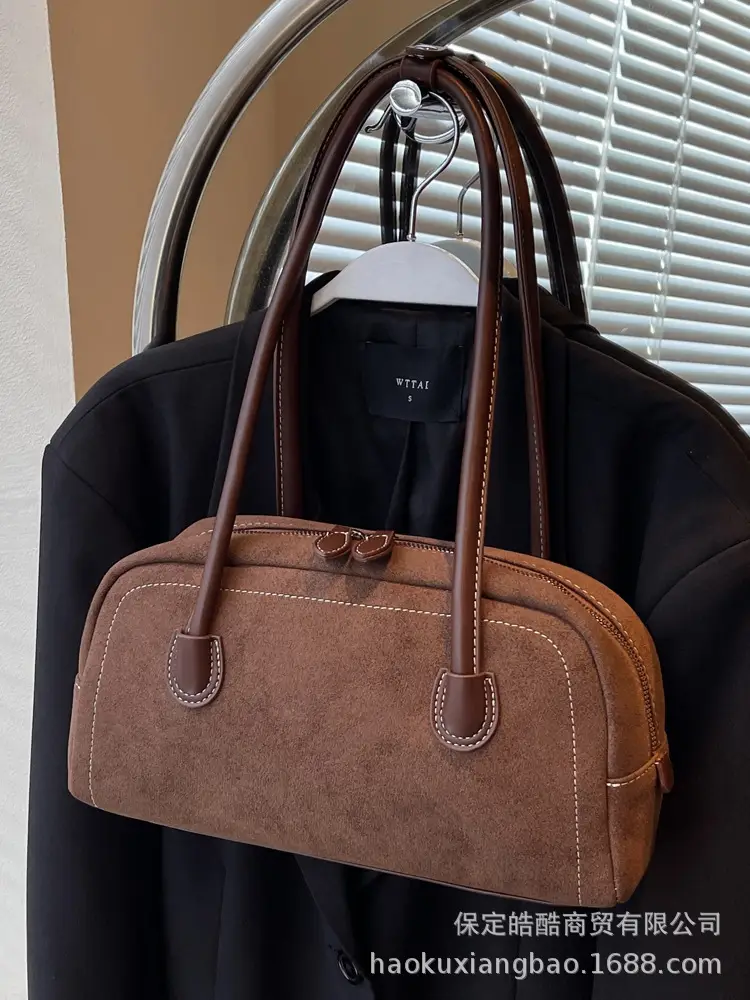 Women's Brown Suede Shoulder Bag Large Capacity 2024 - Image 8