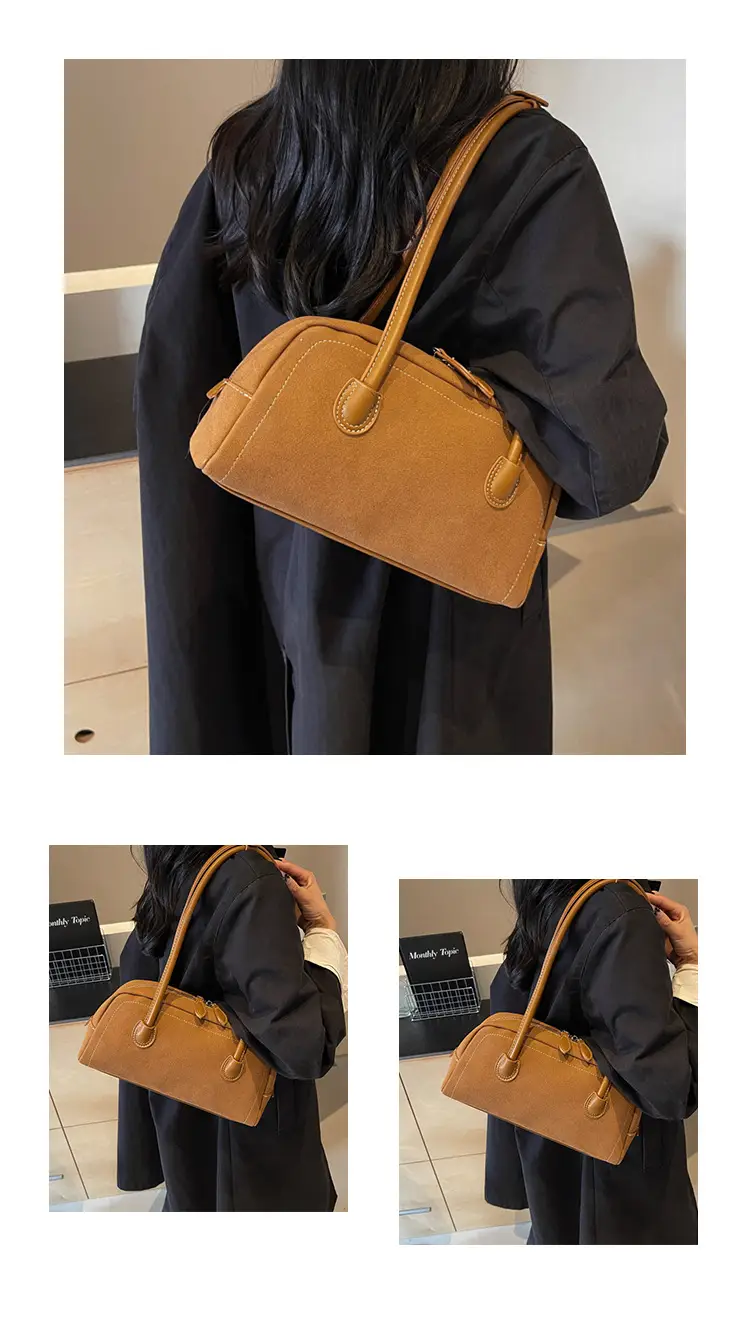 Women's Brown Suede Shoulder Bag Large Capacity 2024 — feature 10