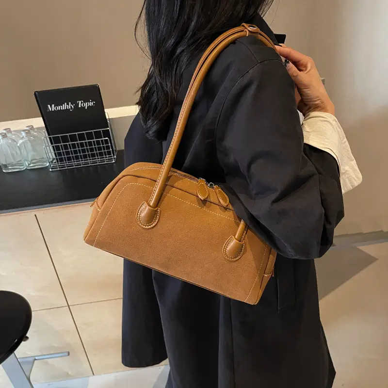 Women's Brown Suede Shoulder Bag Large Capacity 2024 - Image 2