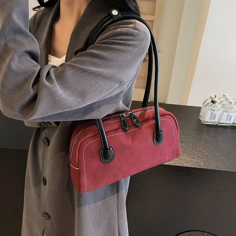 Women's Brown Suede Shoulder Bag Large Capacity 2024 - Image 3