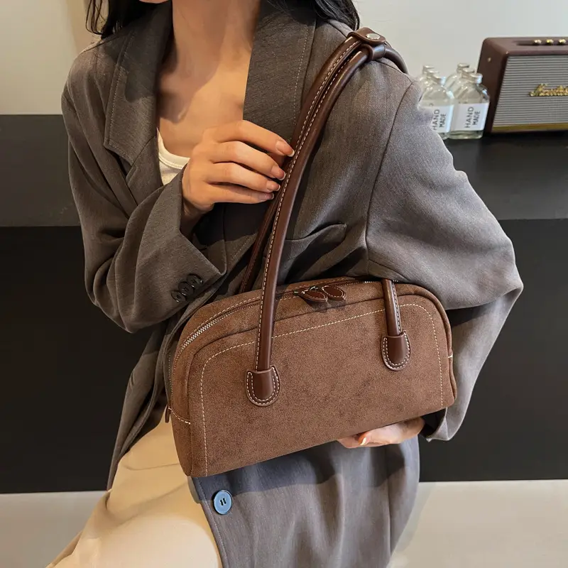 Women's Brown Suede Shoulder Bag Large Capacity 2024 - Image 4