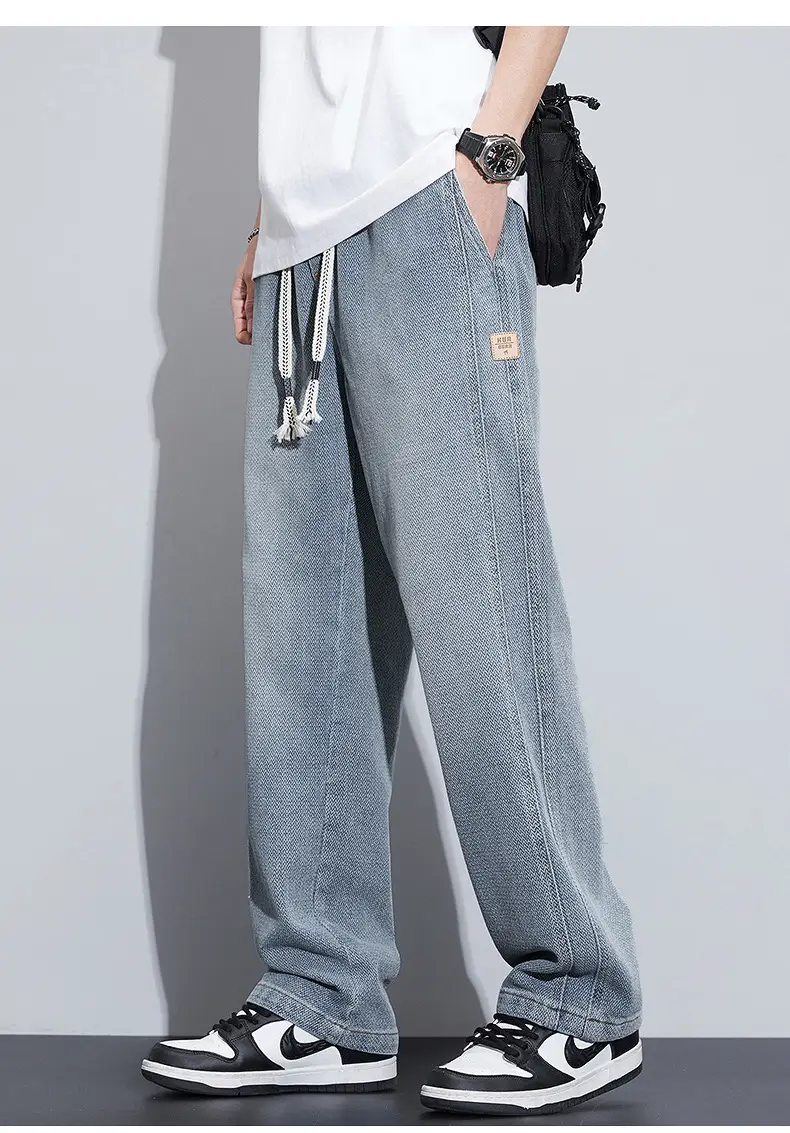 Fashion Brand Star Pattern Denim Wide Leg Pants Men's Spring 2025 New American Style Spring and Autumn Casual Loose Straight Pants — feature 10