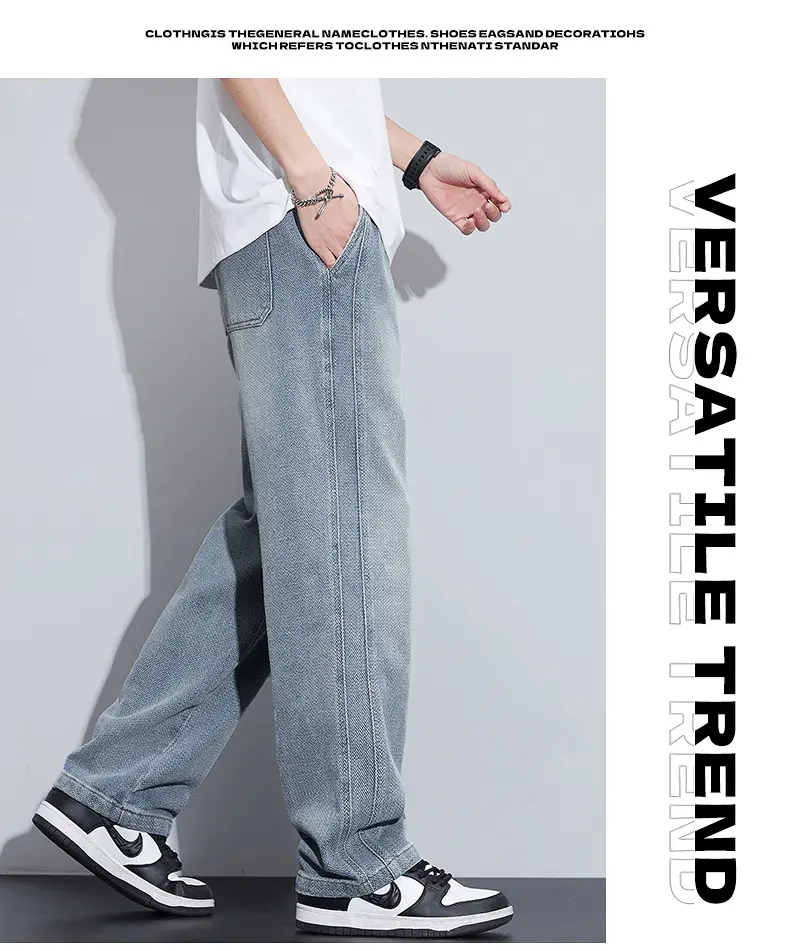 Fashion Brand Star Pattern Denim Wide Leg Pants Men's Spring 2025 New American Style Spring and Autumn Casual Loose Straight Pants — feature 11