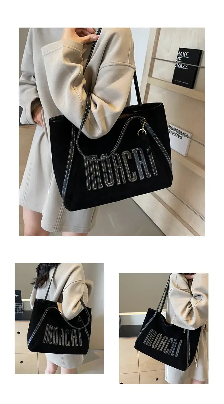Women's Black Embroidered Tote Bag Large Capacity 2024 — feature 10