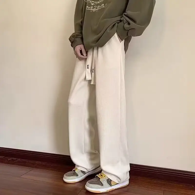 Men's Black Corduroy Loose Wide Leg Pants Spring Autumn - Image 4