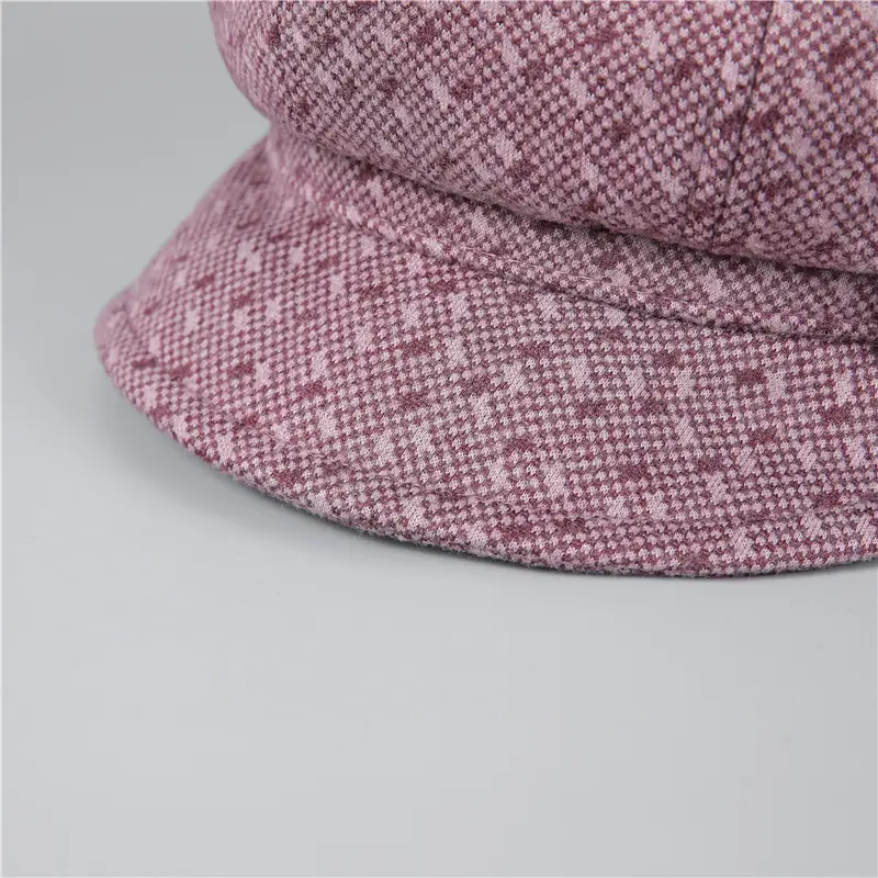 Winter Ladies Fleece Wool Hat Maroon Octagonal - Image 6