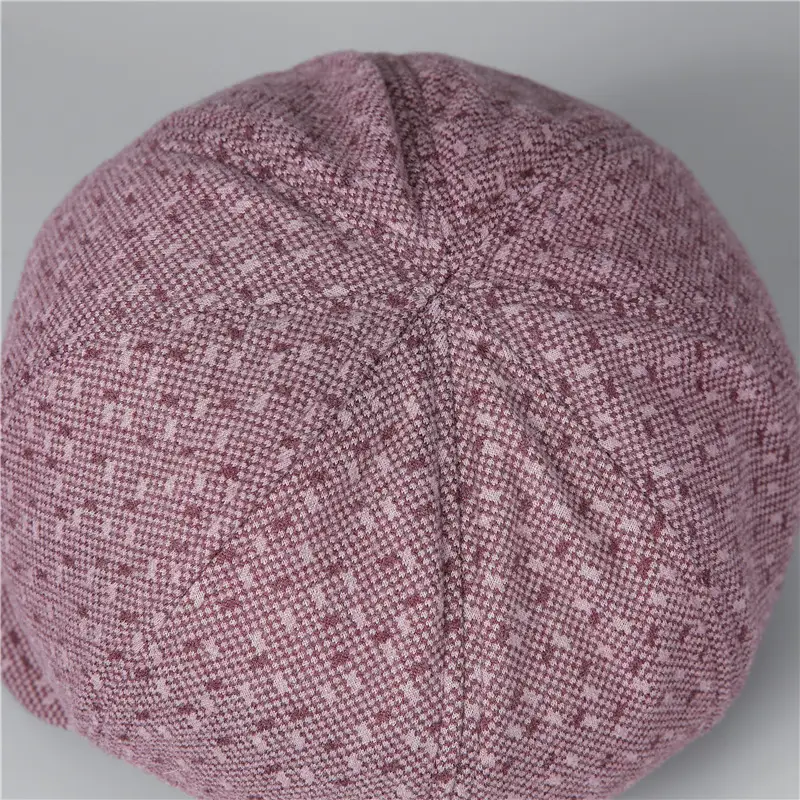 Winter Ladies Fleece Wool Hat Maroon Octagonal — feature 4