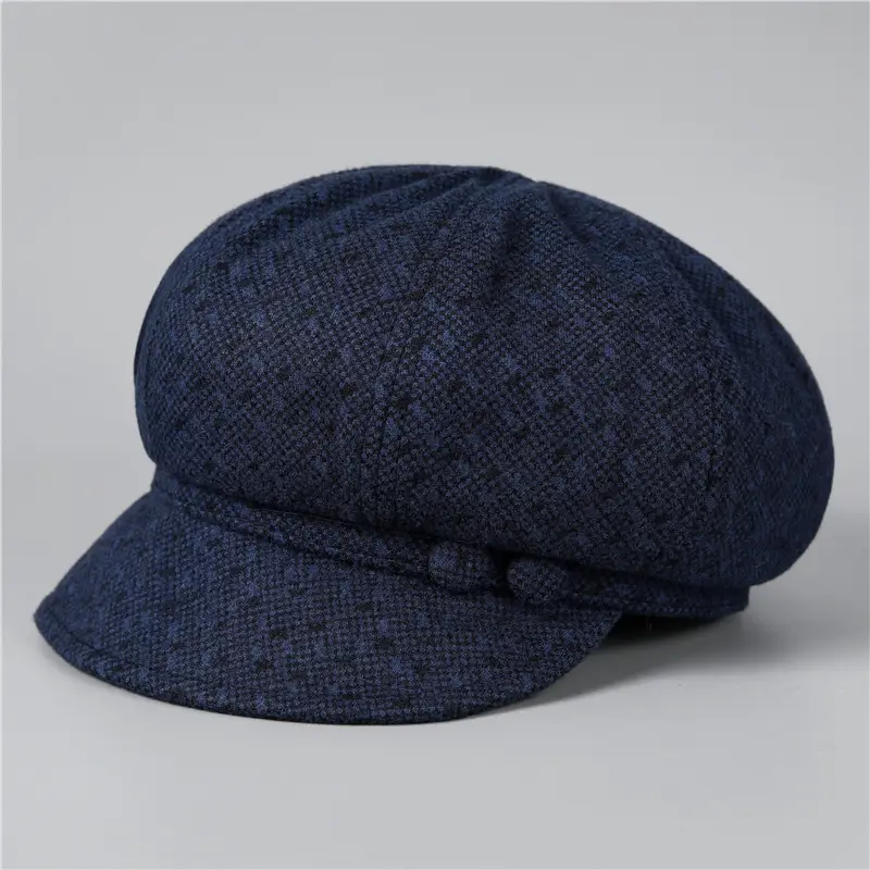 Winter Ladies Fleece Wool Hat Maroon Octagonal - Image 3