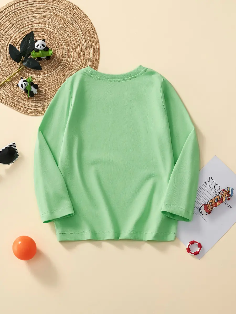 Kids Rocket Print Long Sleeve T-Shirt Green Medium - Image 3