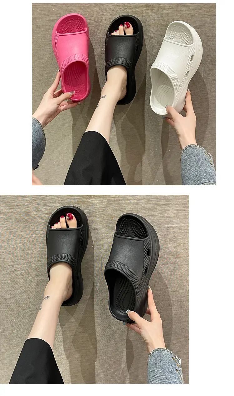 Black Wedge Slippers Women Summer Wear — feature 1