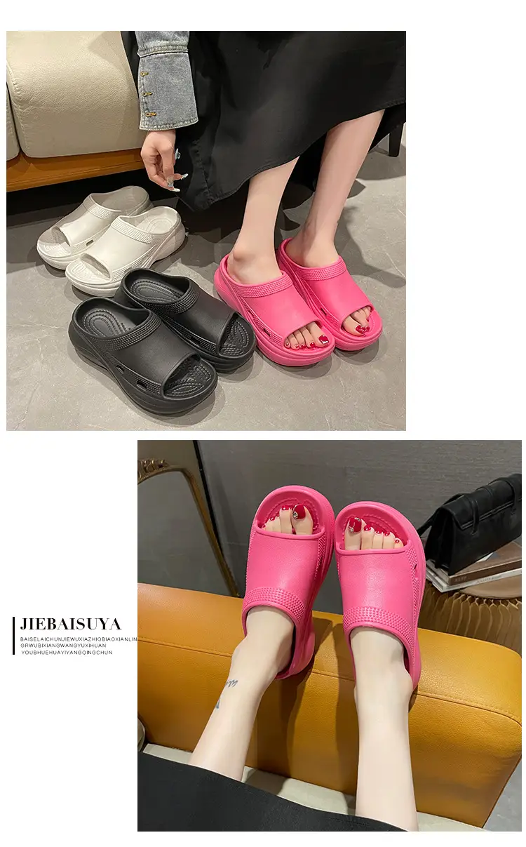Black Wedge Slippers Women Summer Wear — feature 4