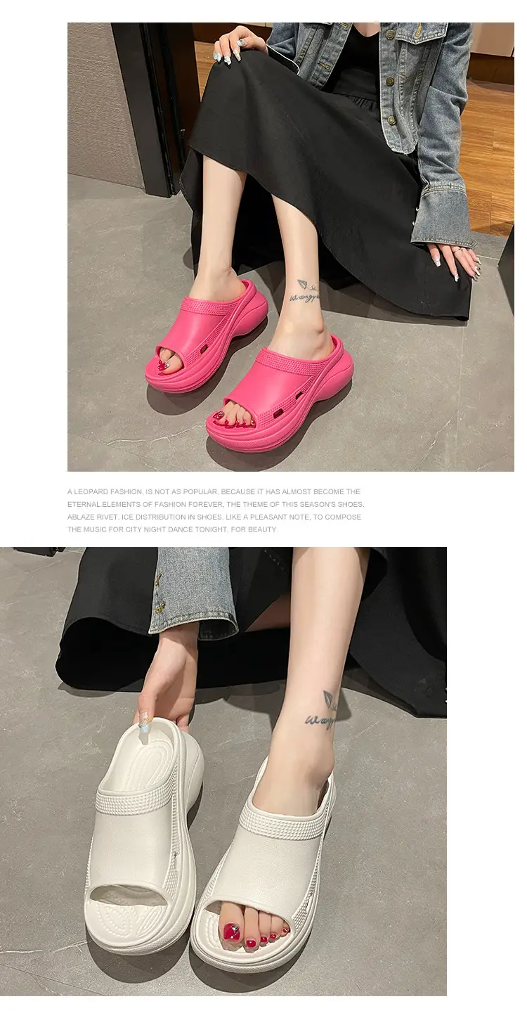Black Wedge Slippers Women Summer Wear — feature 6
