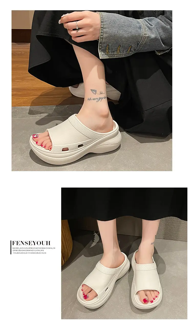 Black Wedge Slippers Women Summer Wear — feature 7