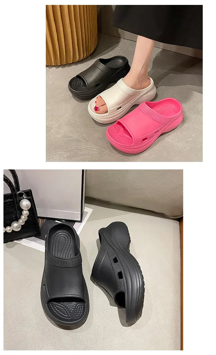 Black Wedge Slippers Women Summer Wear — feature 8