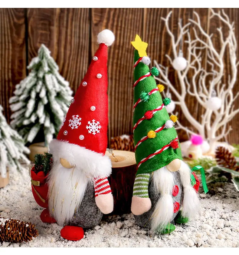 Christmas Gnome Doll Red Green Decorative Posture Faceless Old Man Dwarf Doll — feature 10
