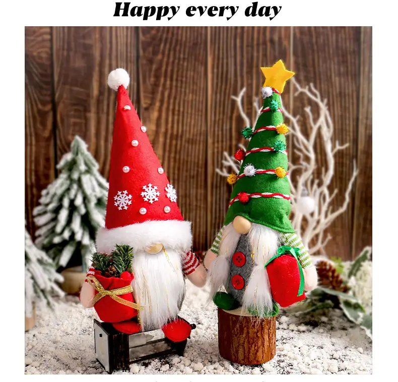 Christmas Gnome Doll Red Green Decorative Posture Faceless Old Man Dwarf Doll — feature 3