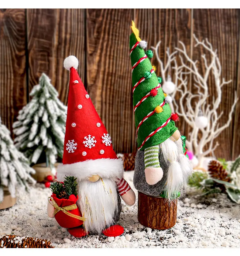 Christmas Gnome Doll Red Green Decorative Posture Faceless Old Man Dwarf Doll — feature 9