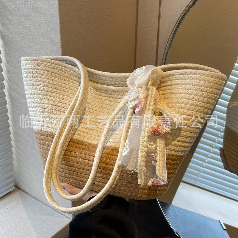 Women's Red Beige Woven Crossbody Bag 2024 - Image 5