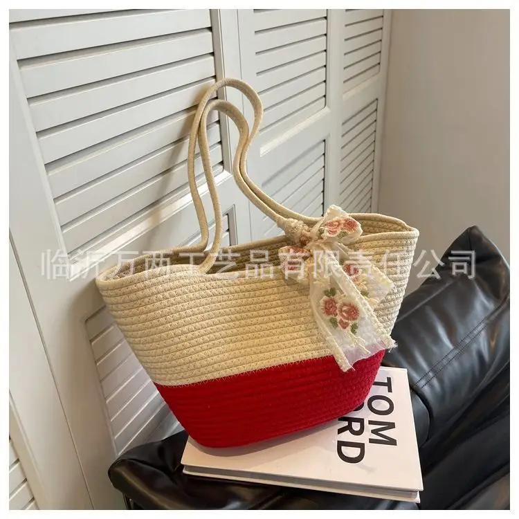 Women's Red Beige Woven Crossbody Bag 2024 — feature 16