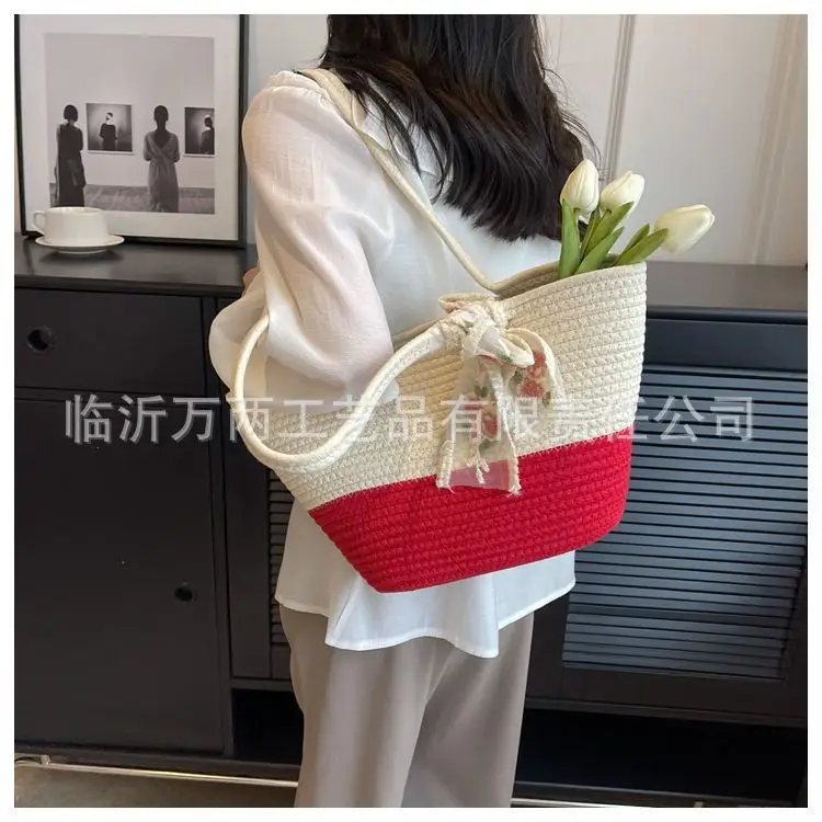 Women's Red Beige Woven Crossbody Bag 2024 — feature 23