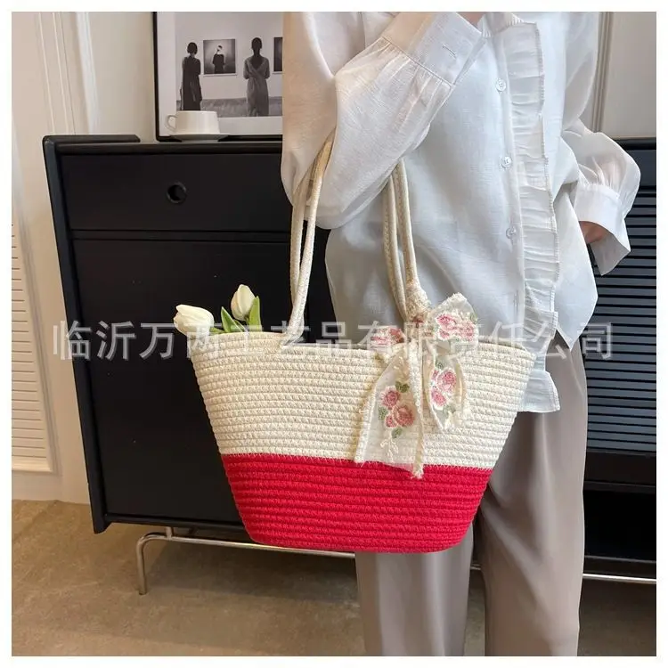 Women's Red Beige Woven Crossbody Bag 2024 — feature 30