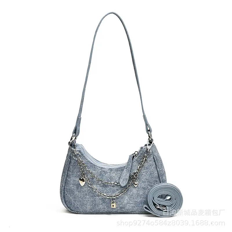 Silver French Commuter Chain Crossbody Bag for Women - Image 8